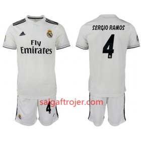 Real Madrid Fodboldtrøjer SERGIO RAMOS 4 Børn Hjemmebanesæt 2018/19 Kort ærmer